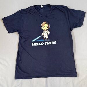 Men’s TeeTurtle Obi-Wan Kenobi Graphic Navy Blue T-Shirt Size Large